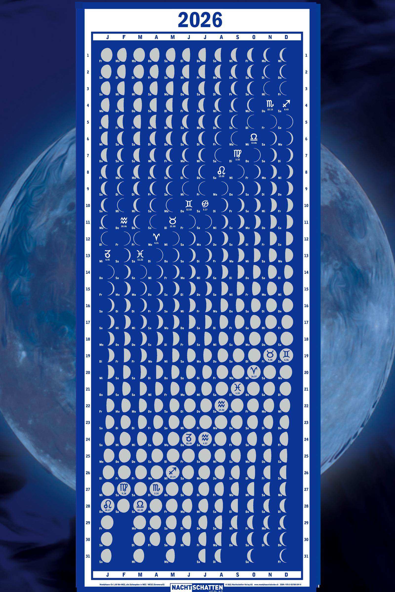 Vorderes Coverbild Mondphasenkalender 2026