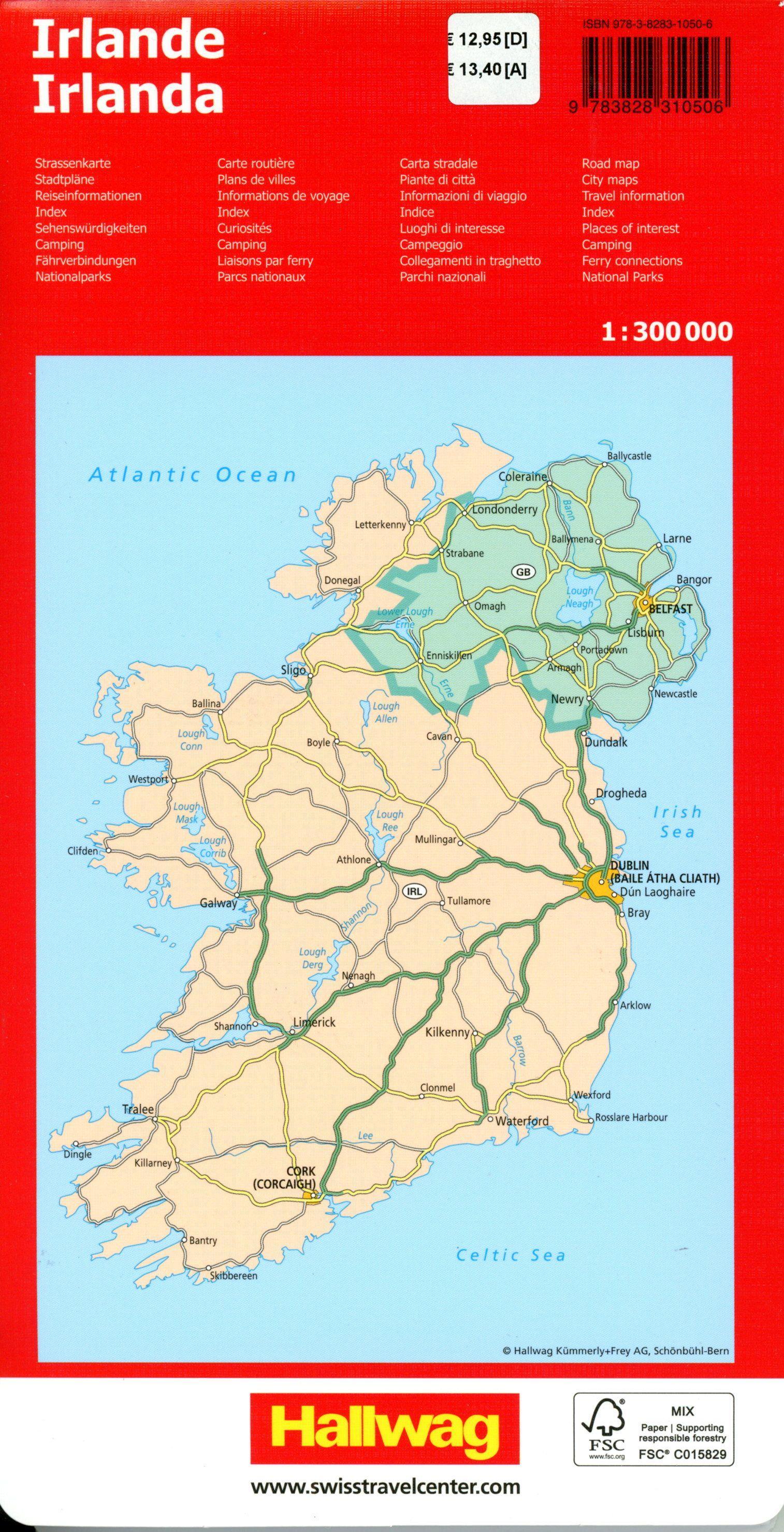 Beispielinhalt (Bild) Hallwag Strassenkarte Irland 1:300.000