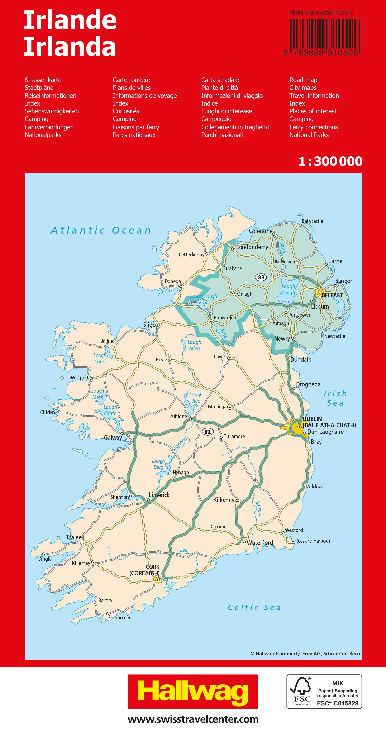 Rückseitencover Hallwag Strassenkarte Irland 1:300.000