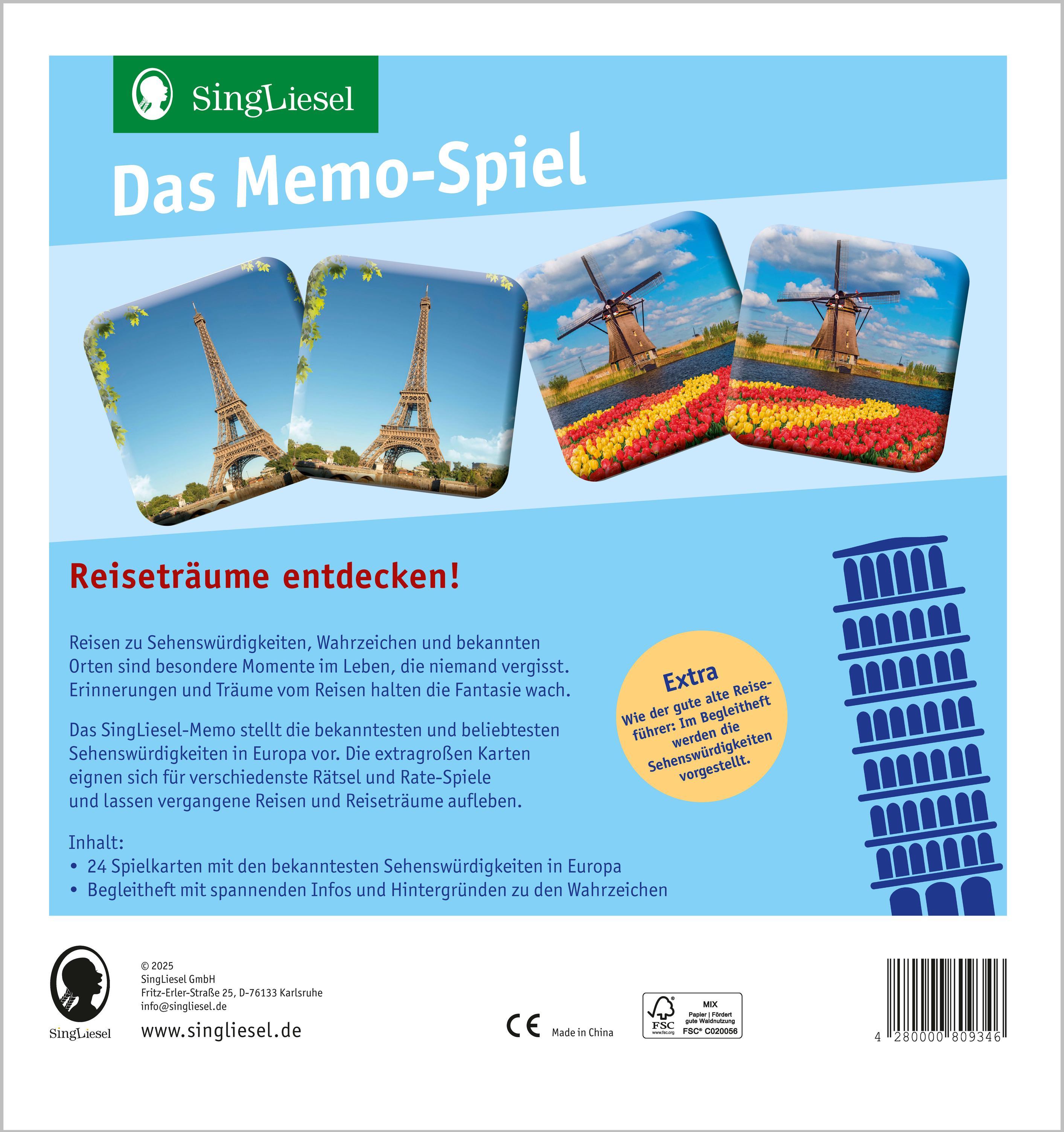 Rückseitencover Das Memo-Spiel für Senioren - Reiseträume