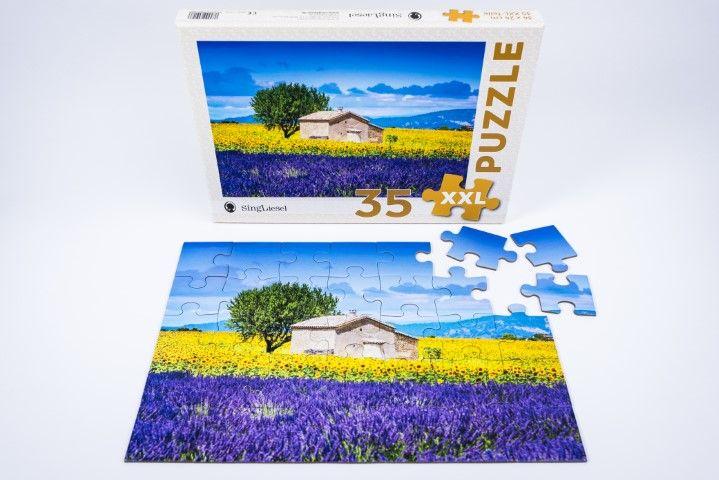 Beispielinhalt (Bild) Demenz-Puzzle: Provence. Das Demenz-Puzzle-Spiel mit 35 Puzzle-Teilen im XXL-Format