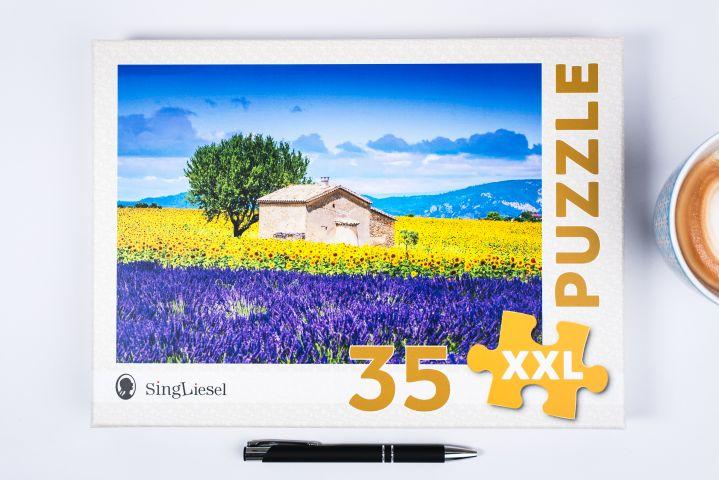 Beispielinhalt (Bild) Demenz-Puzzle: Provence. Das Demenz-Puzzle-Spiel mit 35 Puzzle-Teilen im XXL-Format