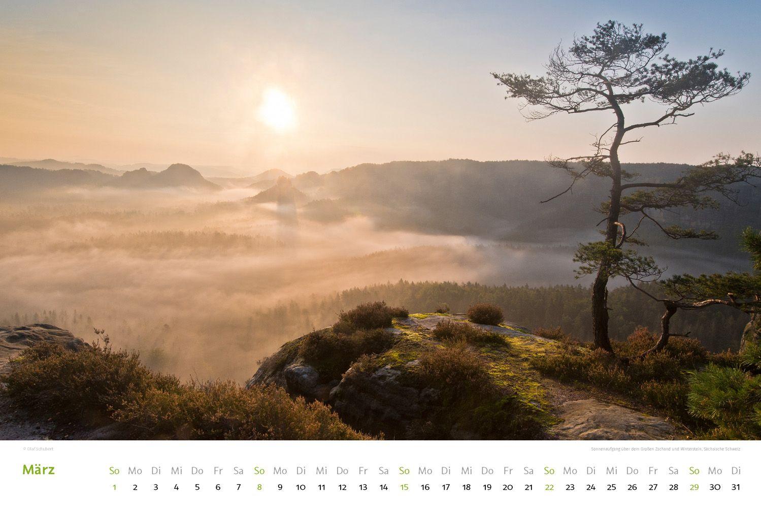 Beispielinhalt (Bild) Kalender Sächsische & Böhmische Schweiz 2026