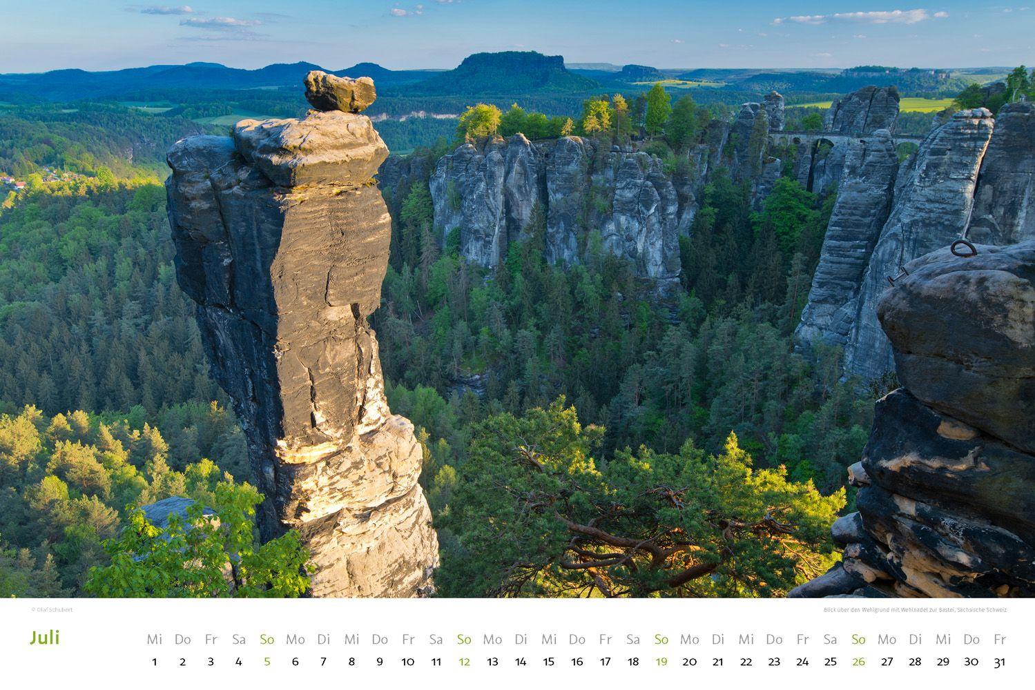 Beispielinhalt (Bild) Kalender Sächsische & Böhmische Schweiz 2026