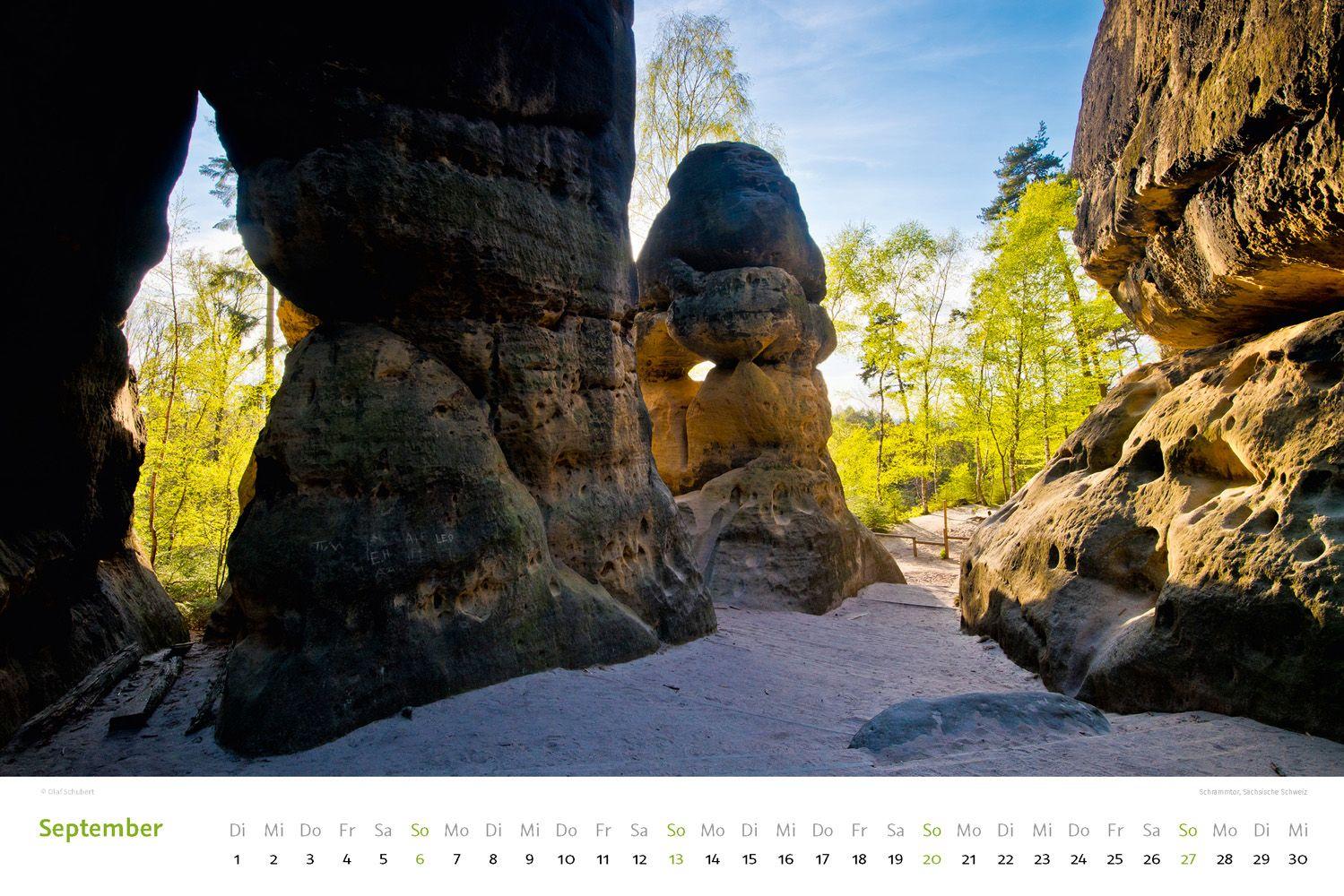 Beispielinhalt (Bild) Kalender Sächsische & Böhmische Schweiz 2026