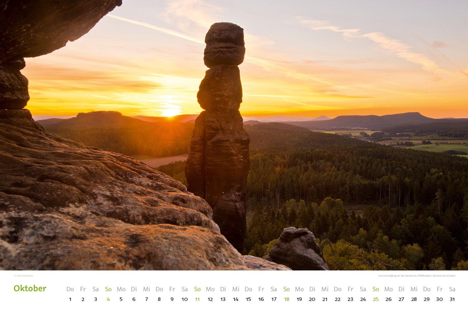 Beispielinhalt (Bild) Kalender Sächsische & Böhmische Schweiz 2026