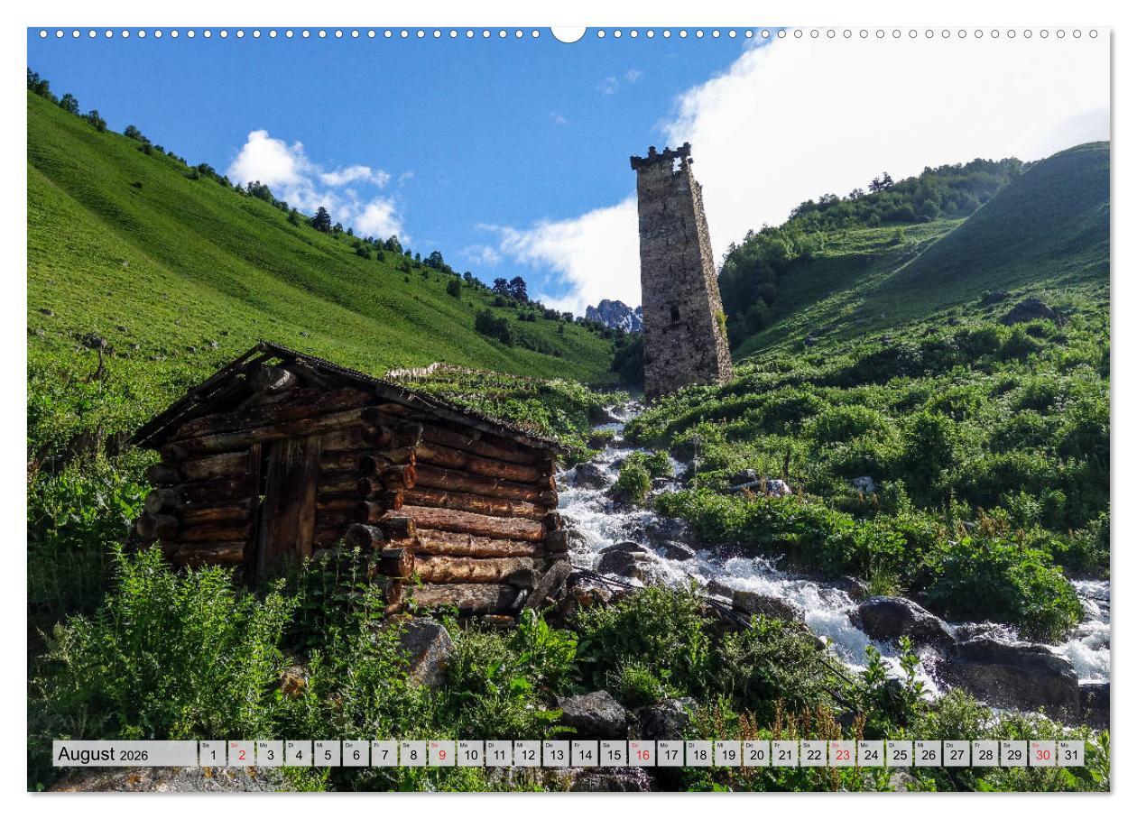 Beispielinhalt (Bild) Swanetien - Georgiens Bergwelt im Großen Kaukasus (hochwertiger Premium Wandkalender 2026 DIN A2 quer), Kunstdruck in Hochglanz
