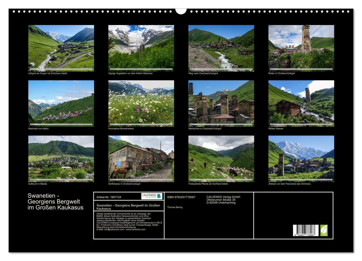 Beispielinhalt (Bild) Swanetien - Georgiens Bergwelt im Großen Kaukasus (Wandkalender 2026 DIN A2 quer), CALVENDO Monatskalender