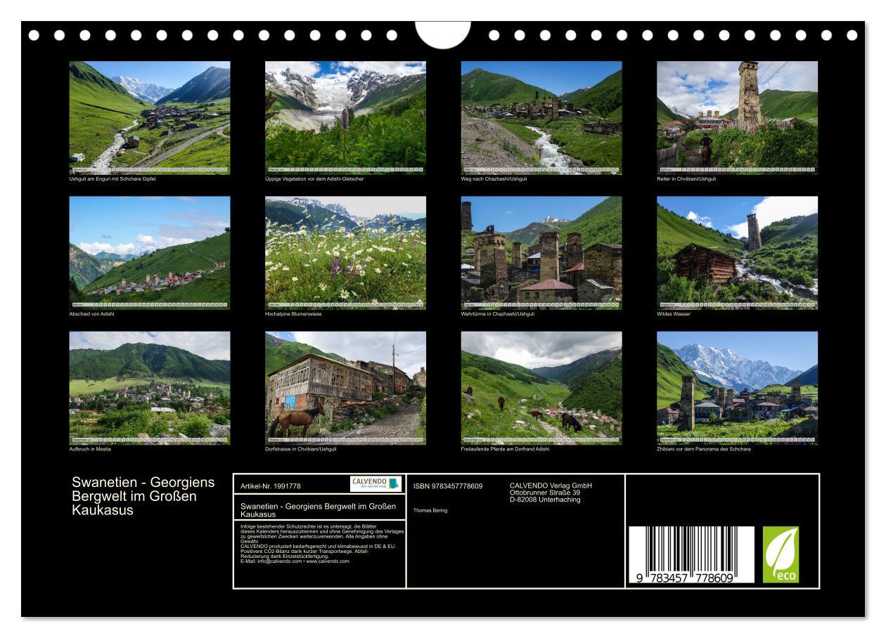 Beispielinhalt (Bild) Swanetien - Georgiens Bergwelt im Großen Kaukasus (Wandkalender 2026 DIN A4 quer), CALVENDO Monatskalender
