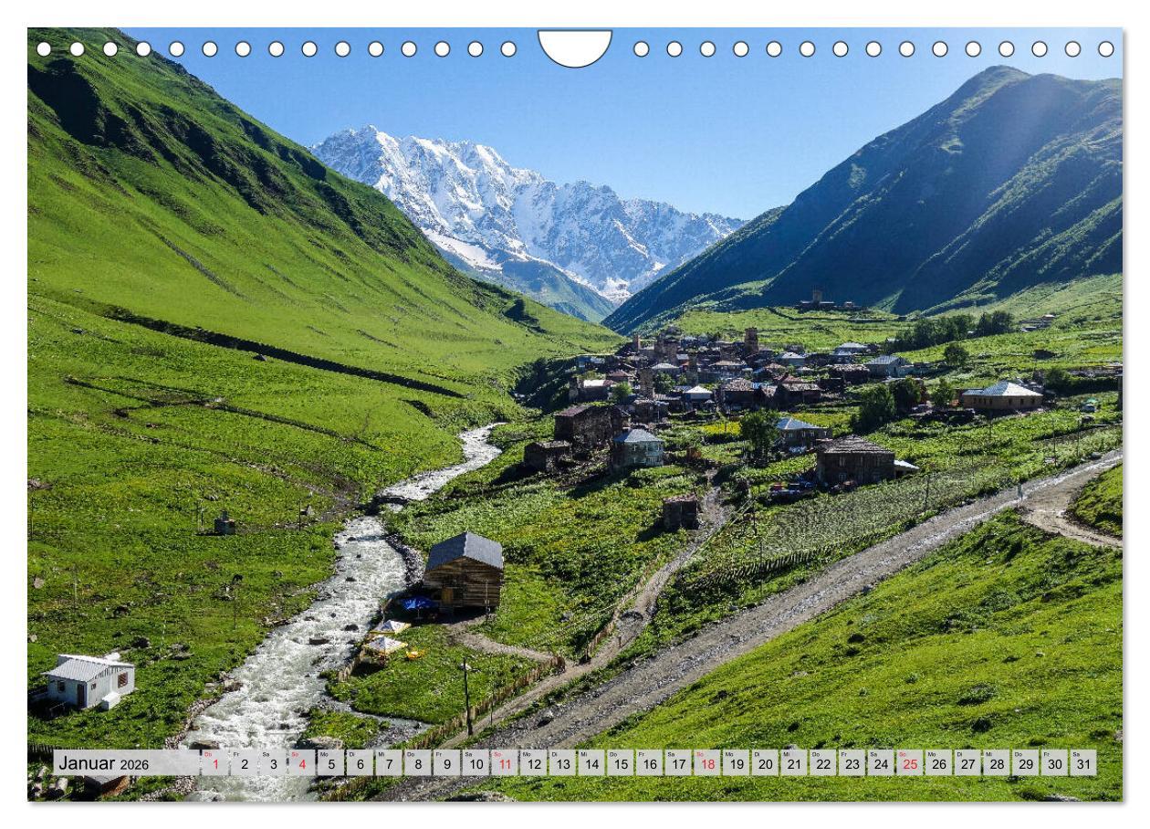 Beispielinhalt (Bild) Swanetien - Georgiens Bergwelt im Großen Kaukasus (Wandkalender 2026 DIN A4 quer), CALVENDO Monatskalender