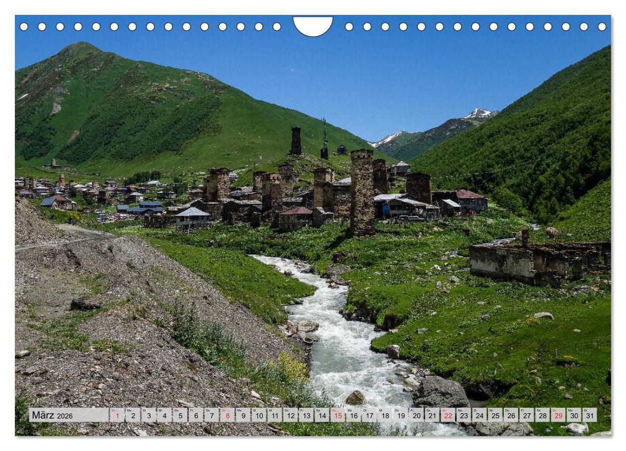 Beispielinhalt (Bild) Swanetien - Georgiens Bergwelt im Großen Kaukasus (Wandkalender 2026 DIN A4 quer), CALVENDO Monatskalender