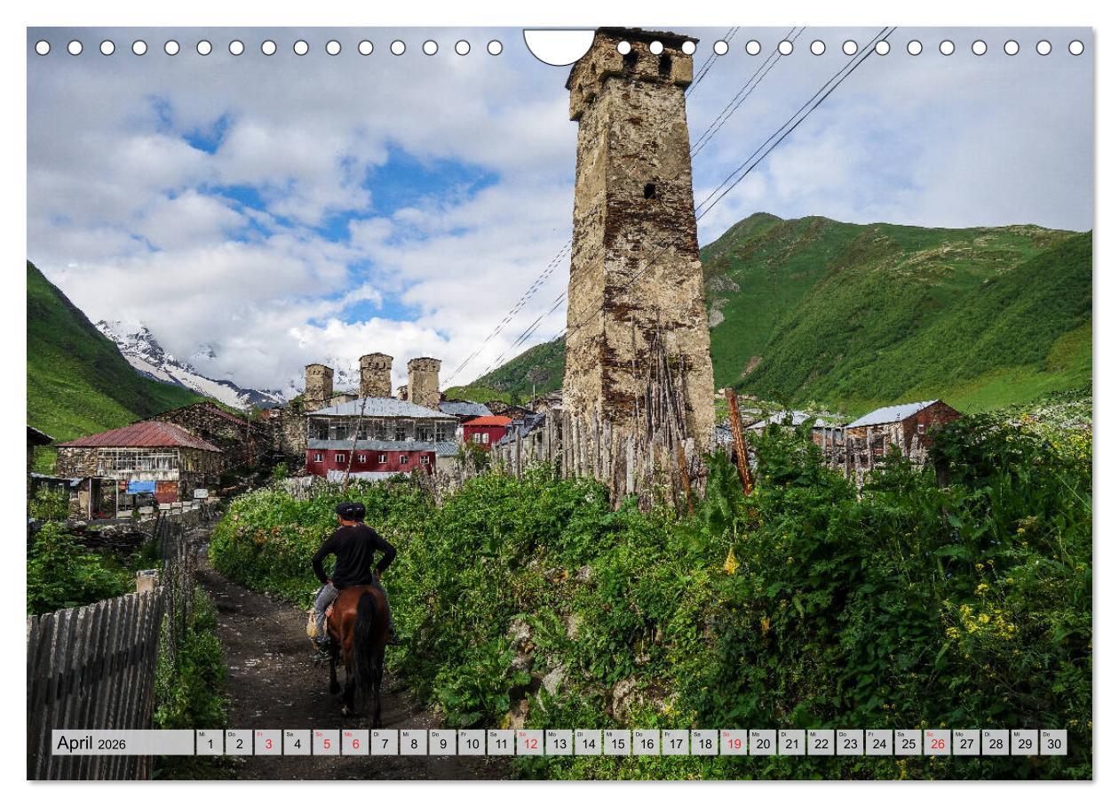 Beispielinhalt (Bild) Swanetien - Georgiens Bergwelt im Großen Kaukasus (Wandkalender 2026 DIN A4 quer), CALVENDO Monatskalender
