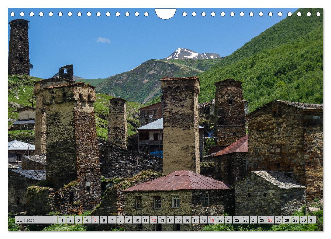 Beispielinhalt (Bild) Swanetien - Georgiens Bergwelt im Großen Kaukasus (Wandkalender 2026 DIN A4 quer), CALVENDO Monatskalender