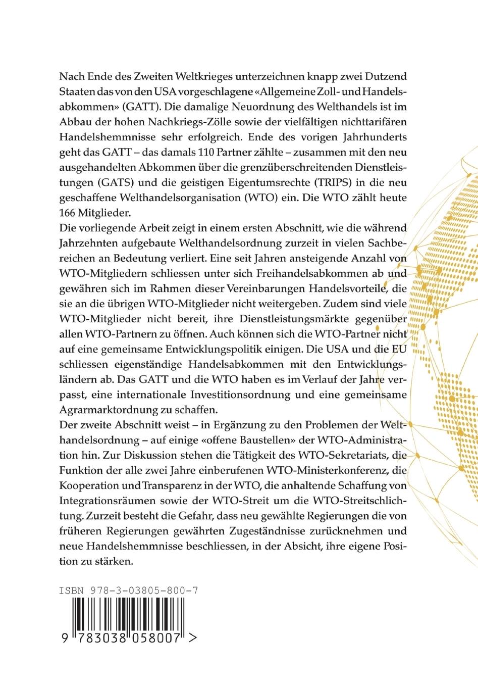 Rückseitencover Aktuelle Probleme der WTO