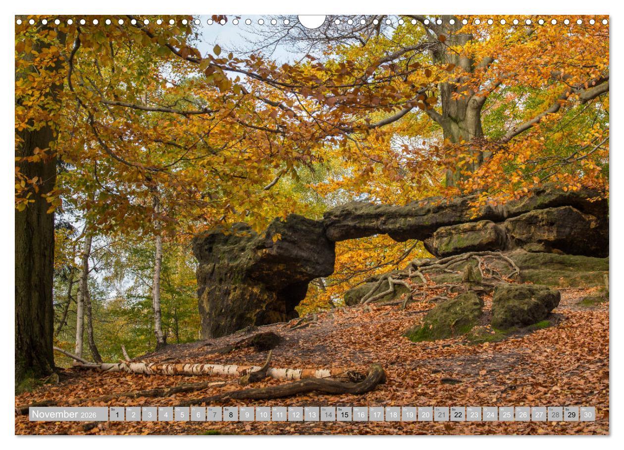 Beispielinhalt (Bild) SÄCHSISCHE SCHWEIZ - Märchenland an der Elbe (Wandkalender 2026 DIN A3 quer), CALVENDO Monatskalender