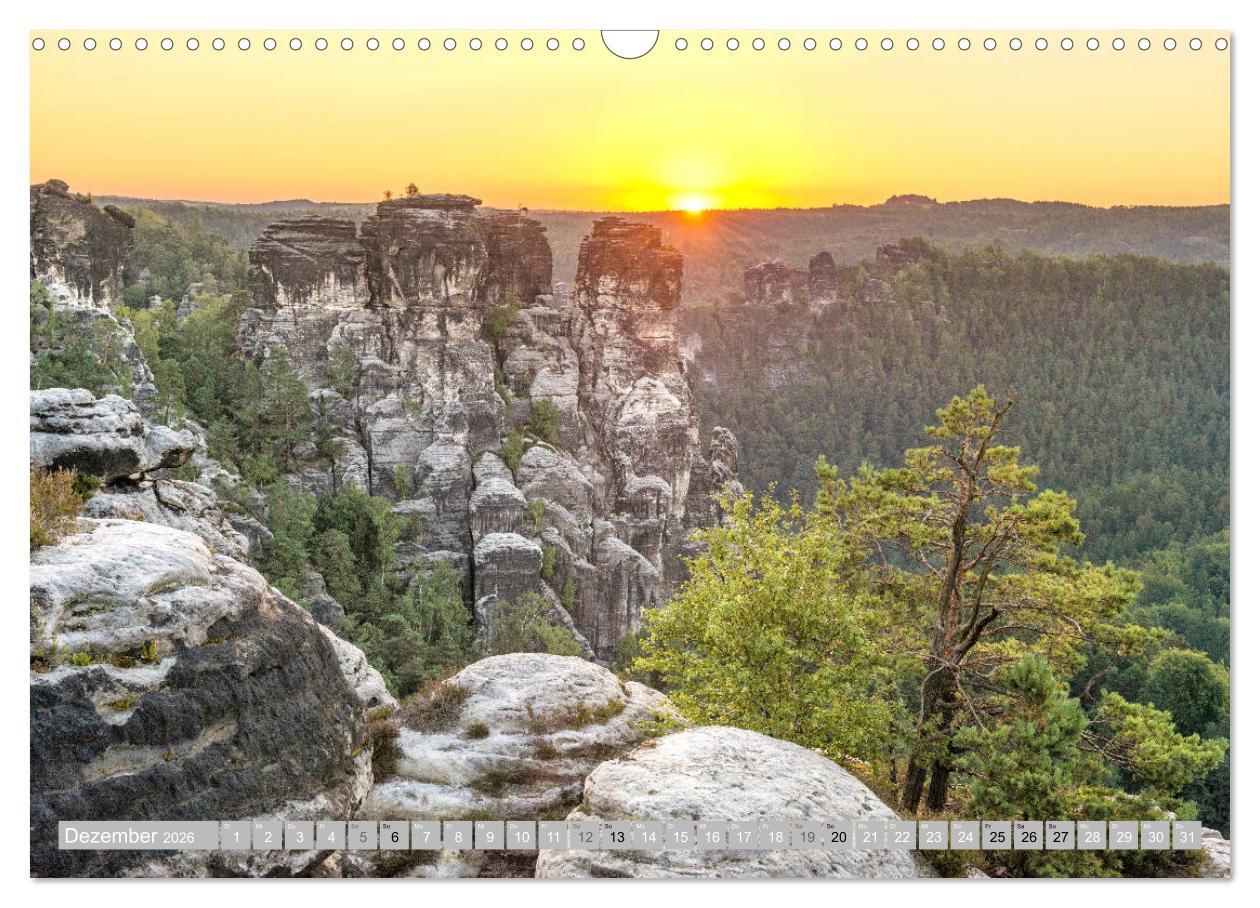 Beispielinhalt (Bild) SÄCHSISCHE SCHWEIZ - Märchenland an der Elbe (Wandkalender 2026 DIN A3 quer), CALVENDO Monatskalender