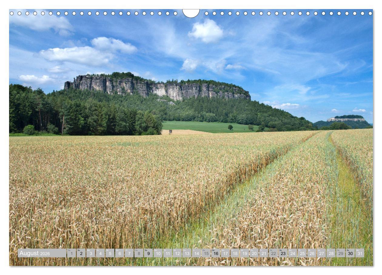 Beispielinhalt (Bild) SÄCHSISCHE SCHWEIZ - Märchenland an der Elbe (Wandkalender 2026 DIN A3 quer), CALVENDO Monatskalender