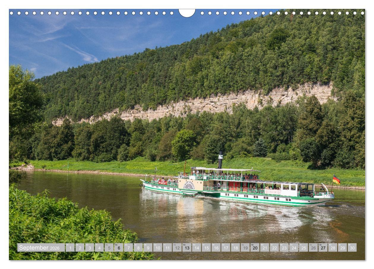 Beispielinhalt (Bild) SÄCHSISCHE SCHWEIZ - Märchenland an der Elbe (Wandkalender 2026 DIN A3 quer), CALVENDO Monatskalender