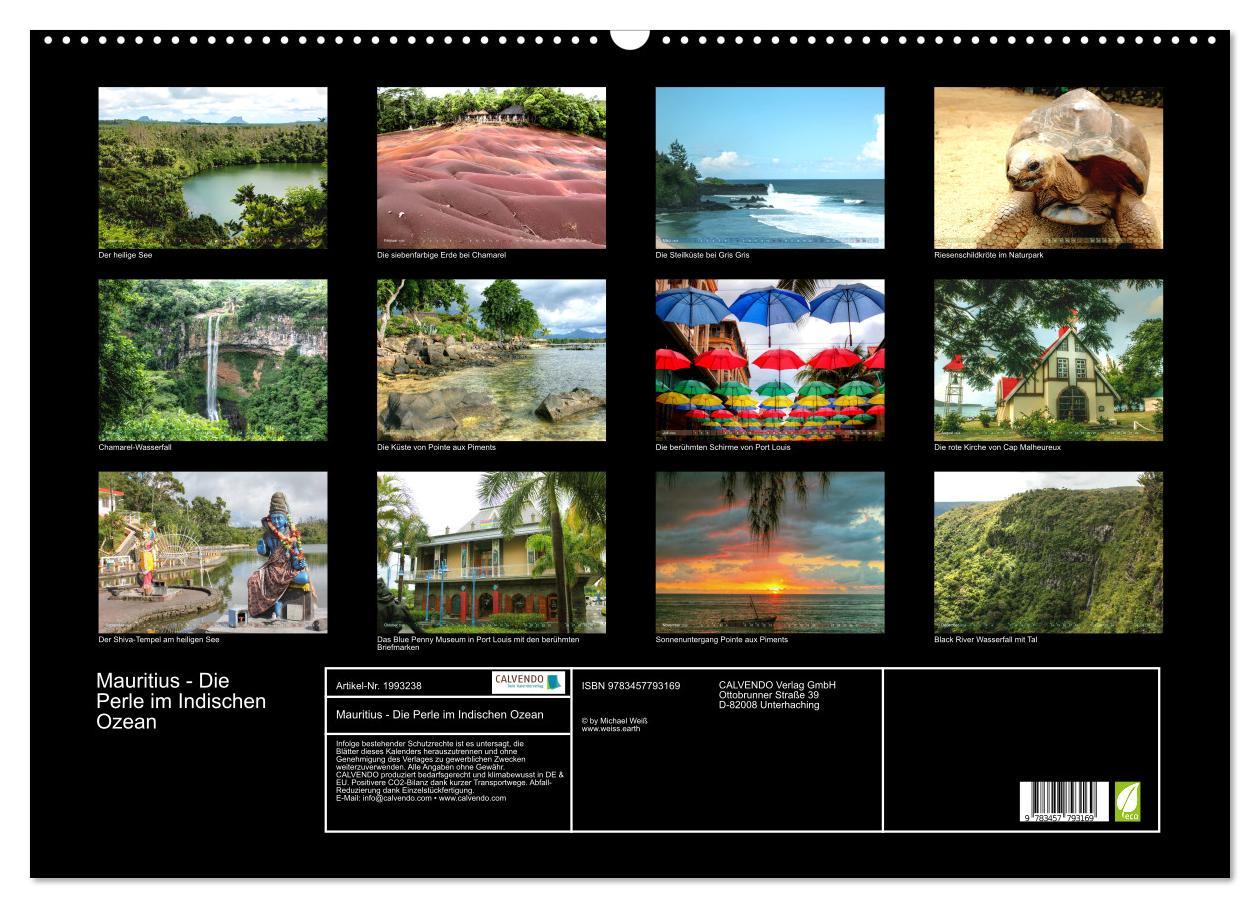 Beispielinhalt (Bild) Mauritius - Die Perle im Indischen Ozean (Wandkalender 2026 DIN A2 quer), CALVENDO Monatskalender