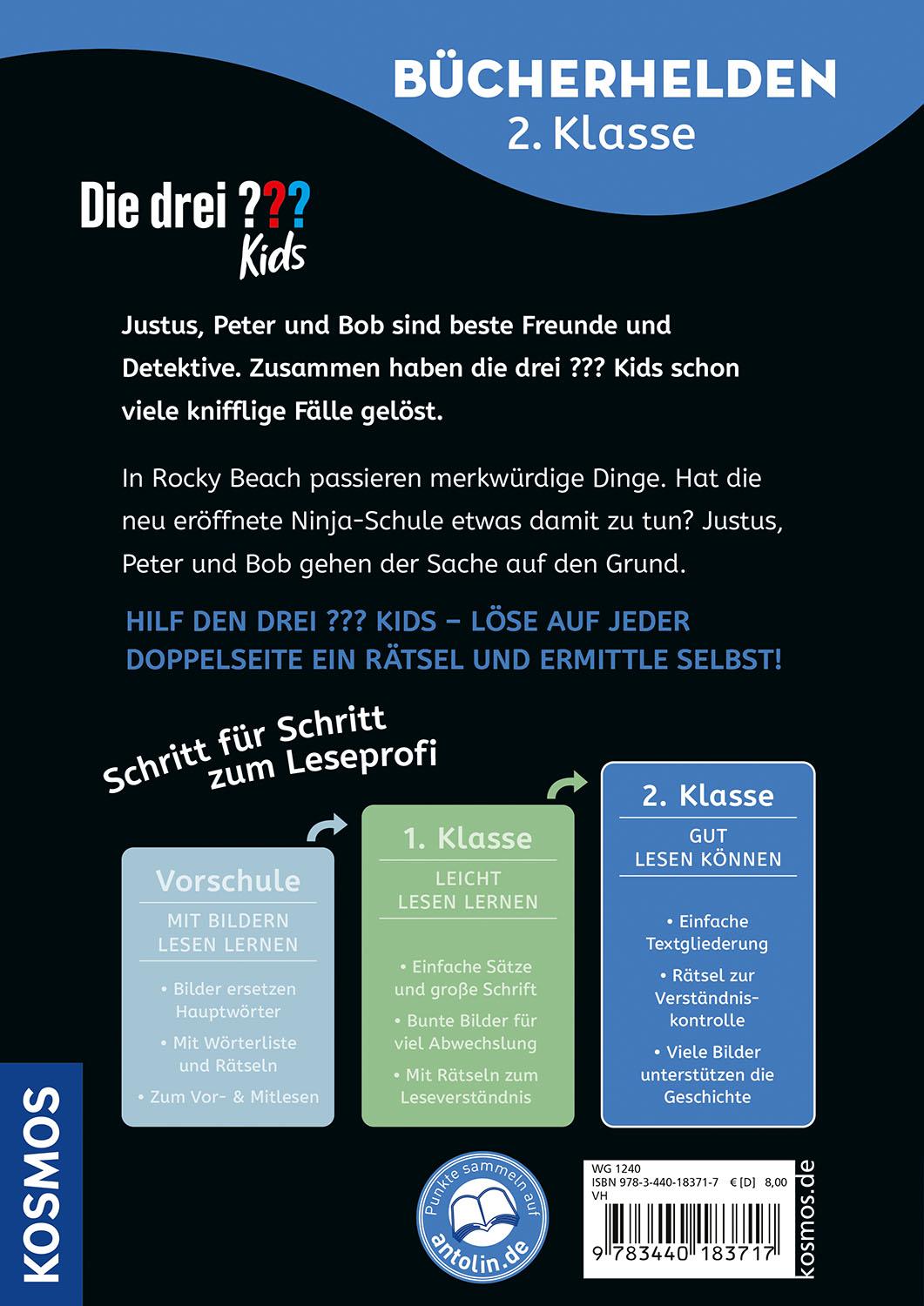 Rückseitencover Die drei ??? Kids, Bücherhelden 2. Klasse, Vorsicht, Ninjas!