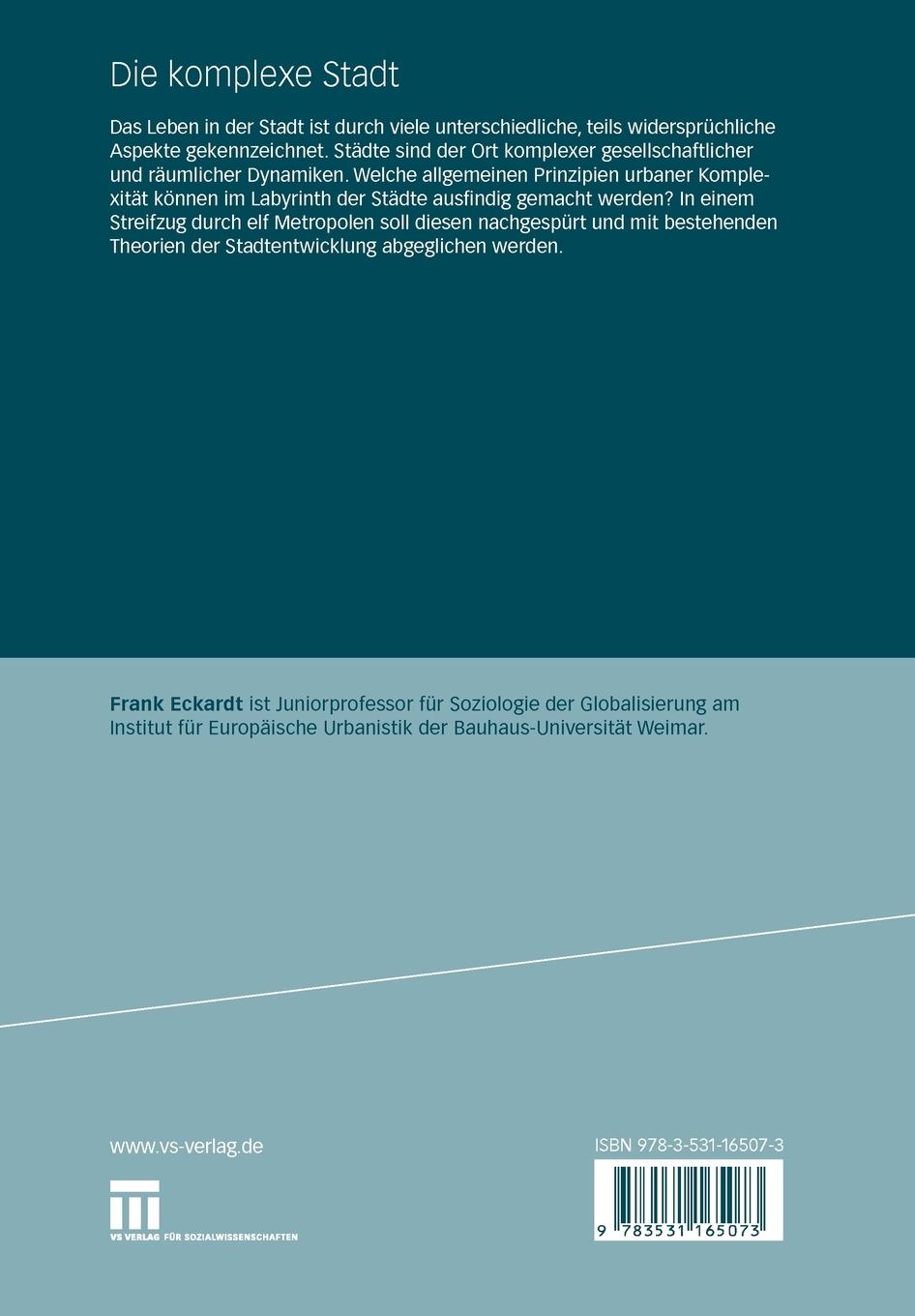 Rückseitencover Die komplexe Stadt