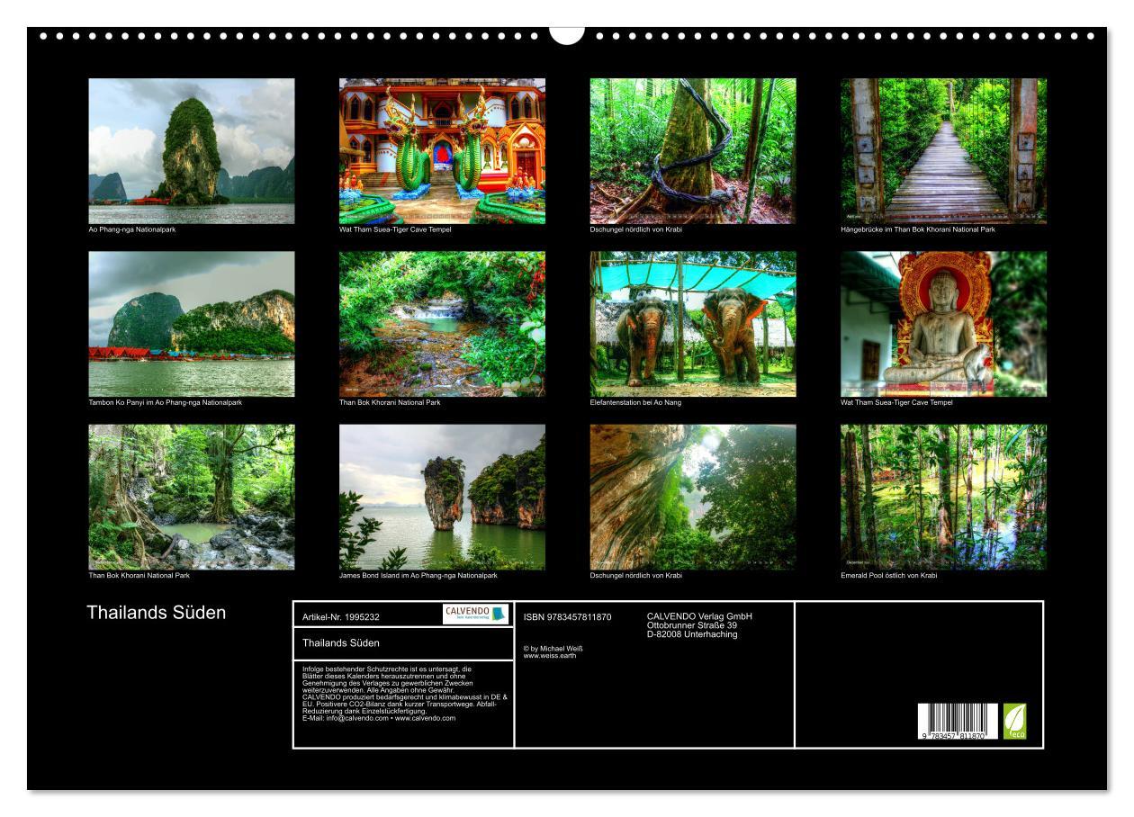 Beispielinhalt (Bild) Thailands Süden (Wandkalender 2026 DIN A2 quer), CALVENDO Monatskalender