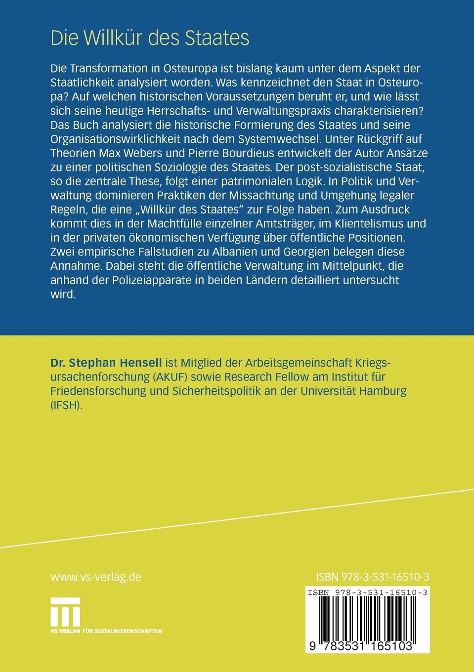 Rückseitencover Die Willkür des Staates