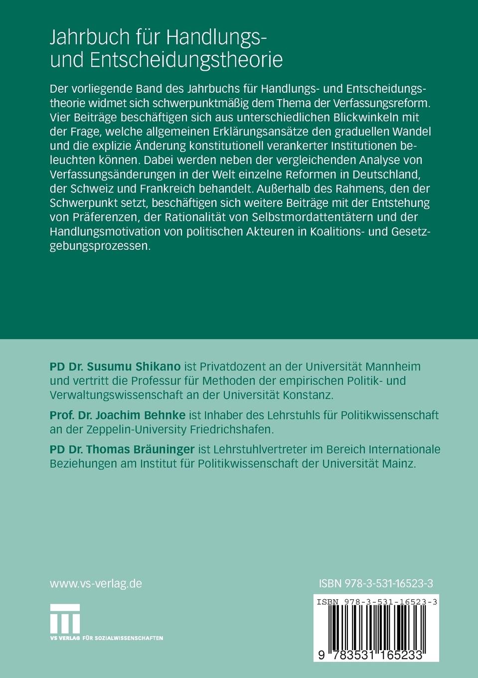 Rückseitencover Jahrbuch für Handlungs- und Entscheidungstheorie