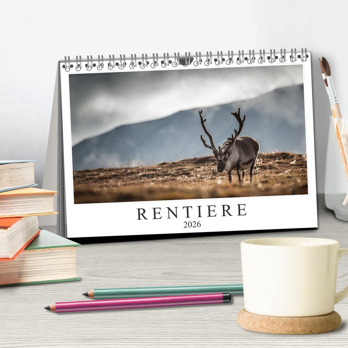 Beispielinhalt (Bild) Rentiere (Tischkalender 2026 DIN A5 quer), CALVENDO Monatskalender