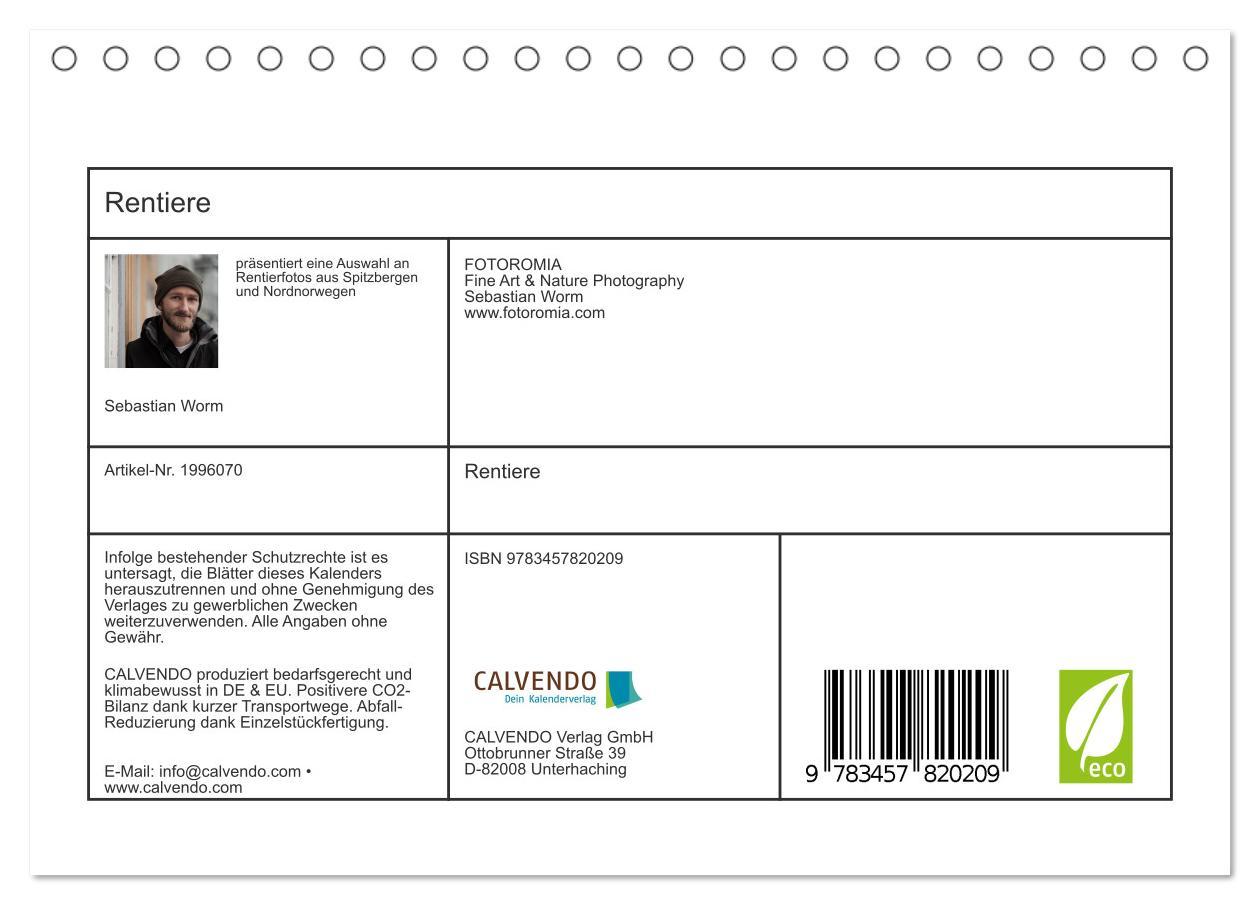 Beispielinhalt (Bild) Rentiere (Tischkalender 2026 DIN A5 quer), CALVENDO Monatskalender