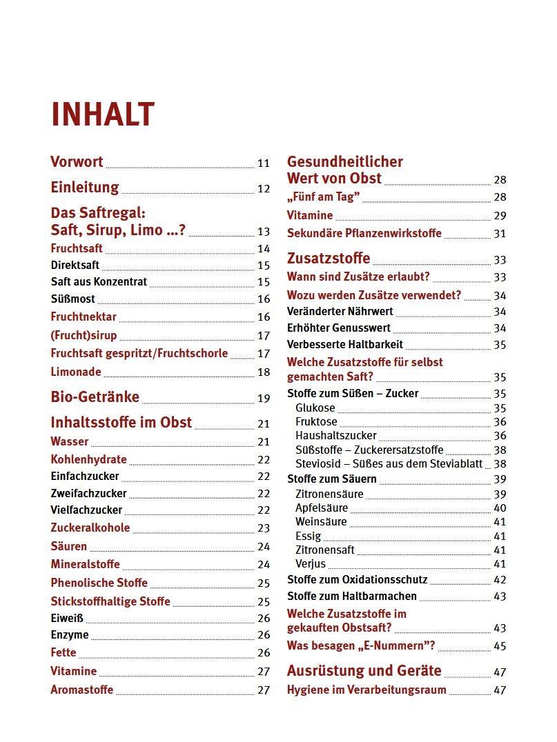 Beispielinhalt (Bild) Obstsäfte, Sirup & Nektar