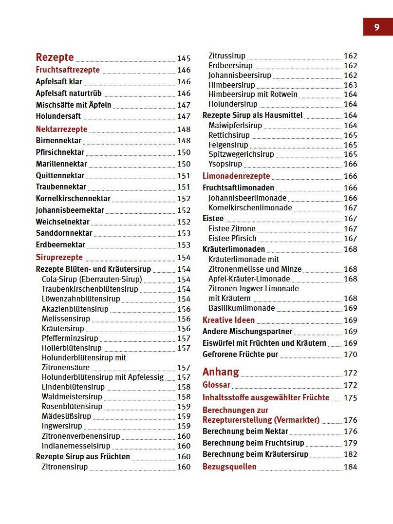 Beispielinhalt (Bild) Obstsäfte, Sirup & Nektar