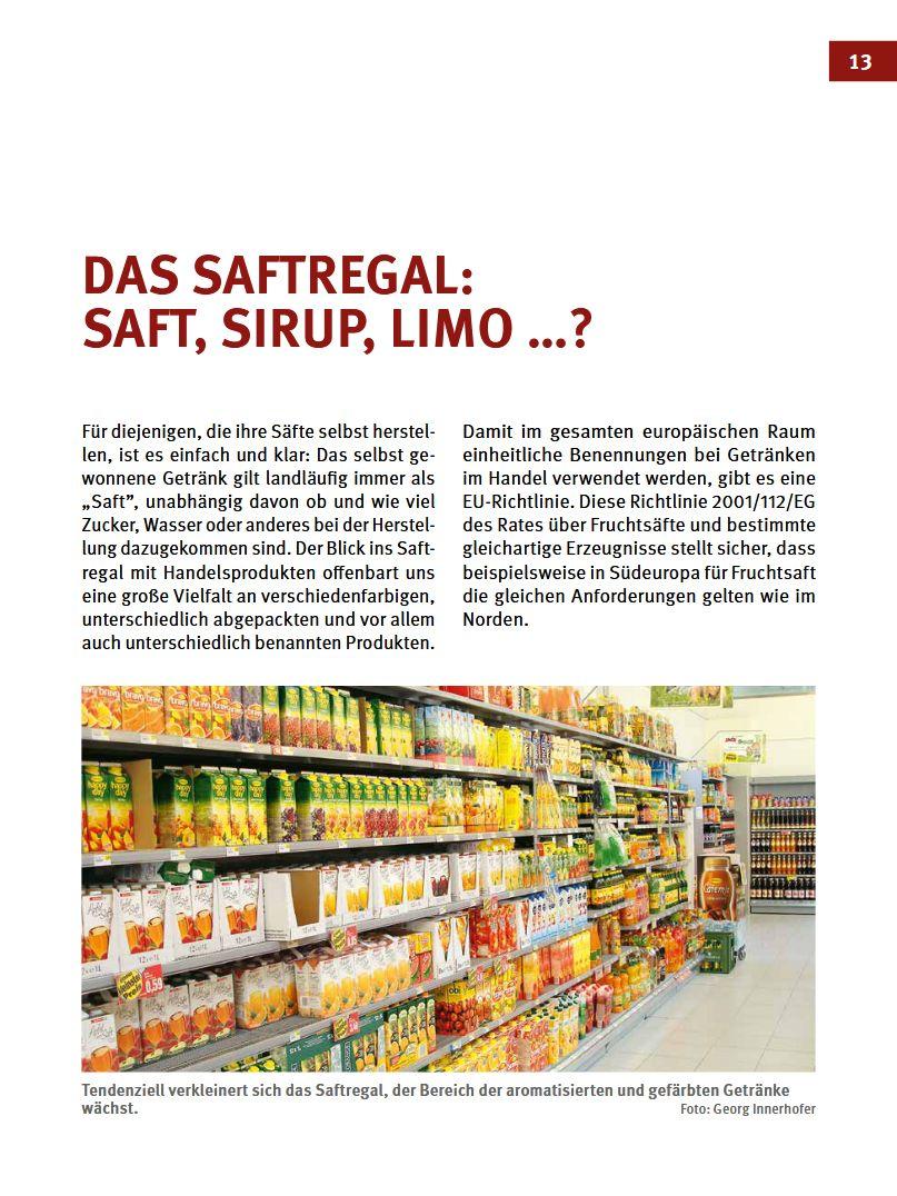 Beispielinhalt (Bild) Obstsäfte, Sirup & Nektar