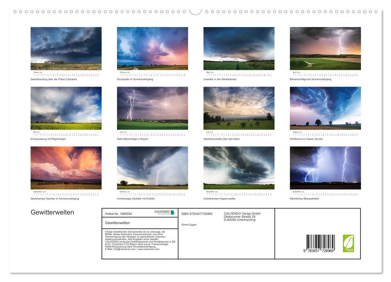 Beispielinhalt (Bild) Gewitterwelten (hochwertiger Premium Wandkalender 2026 DIN A2 quer), Kunstdruck in Hochglanz
