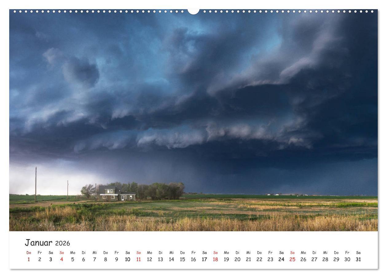 Beispielinhalt (Bild) Gewitterwelten (hochwertiger Premium Wandkalender 2026 DIN A2 quer), Kunstdruck in Hochglanz