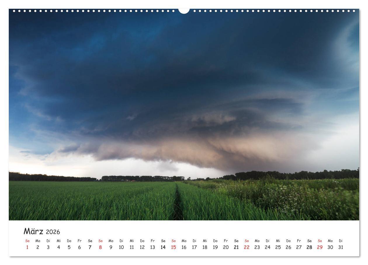 Beispielinhalt (Bild) Gewitterwelten (hochwertiger Premium Wandkalender 2026 DIN A2 quer), Kunstdruck in Hochglanz