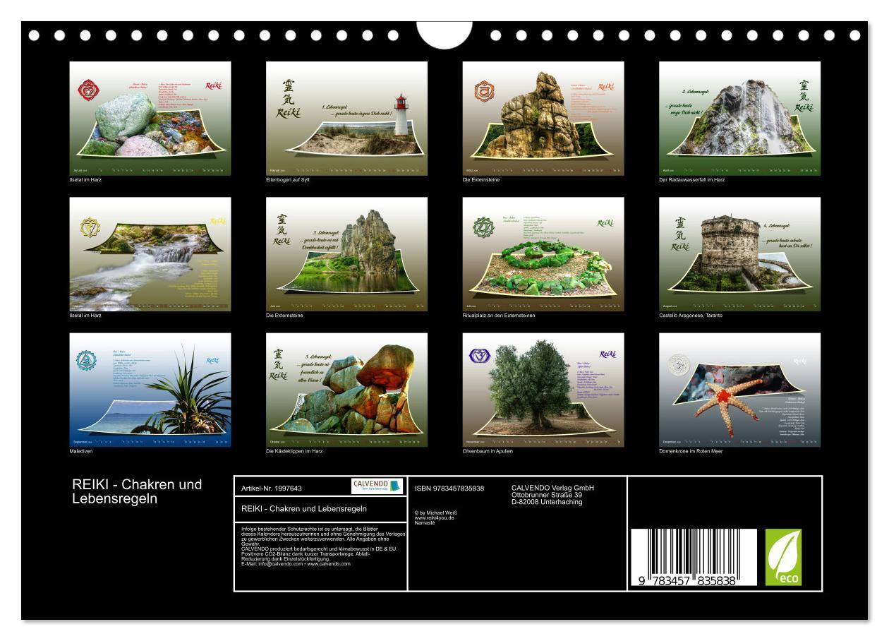 Beispielinhalt (Bild) REIKI - Chakren und Lebensregeln (Wandkalender 2026 DIN A4 quer), CALVENDO Monatskalender