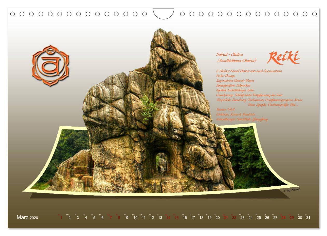 Beispielinhalt (Bild) REIKI - Chakren und Lebensregeln (Wandkalender 2026 DIN A4 quer), CALVENDO Monatskalender