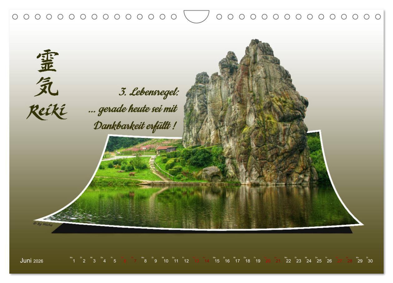 Beispielinhalt (Bild) REIKI - Chakren und Lebensregeln (Wandkalender 2026 DIN A4 quer), CALVENDO Monatskalender