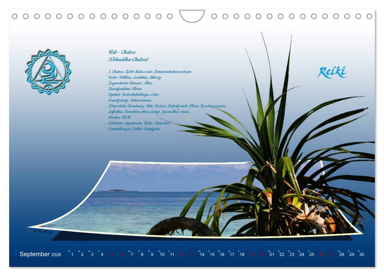 Beispielinhalt (Bild) REIKI - Chakren und Lebensregeln (Wandkalender 2026 DIN A4 quer), CALVENDO Monatskalender