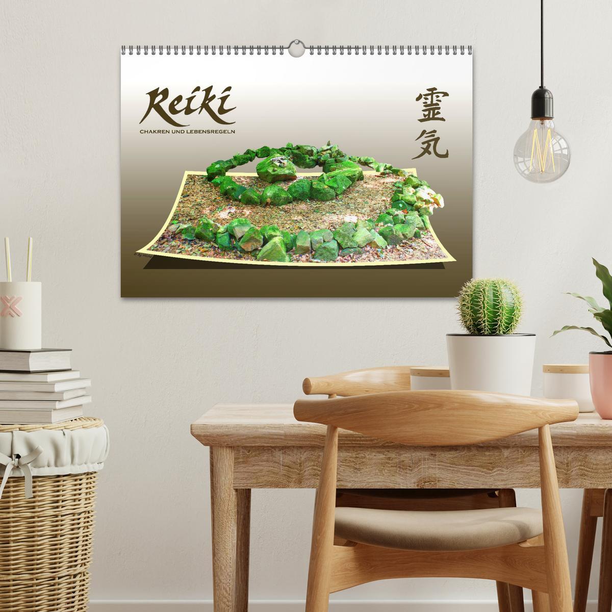 Beispielinhalt (Bild) REIKI - Chakren und Lebensregeln (Wandkalender 2026 DIN A3 quer), CALVENDO Monatskalender