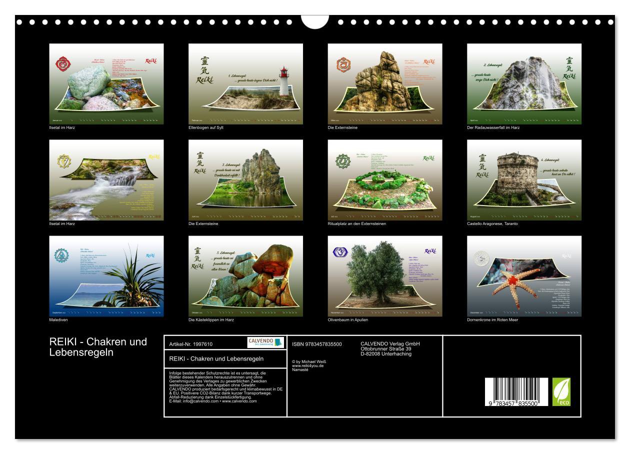 Beispielinhalt (Bild) REIKI - Chakren und Lebensregeln (Wandkalender 2026 DIN A3 quer), CALVENDO Monatskalender