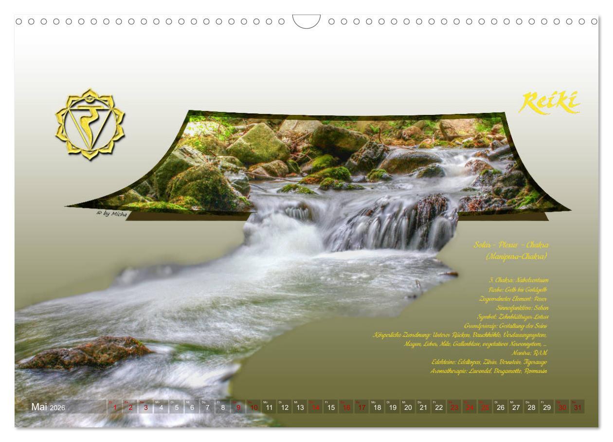 Beispielinhalt (Bild) REIKI - Chakren und Lebensregeln (Wandkalender 2026 DIN A3 quer), CALVENDO Monatskalender