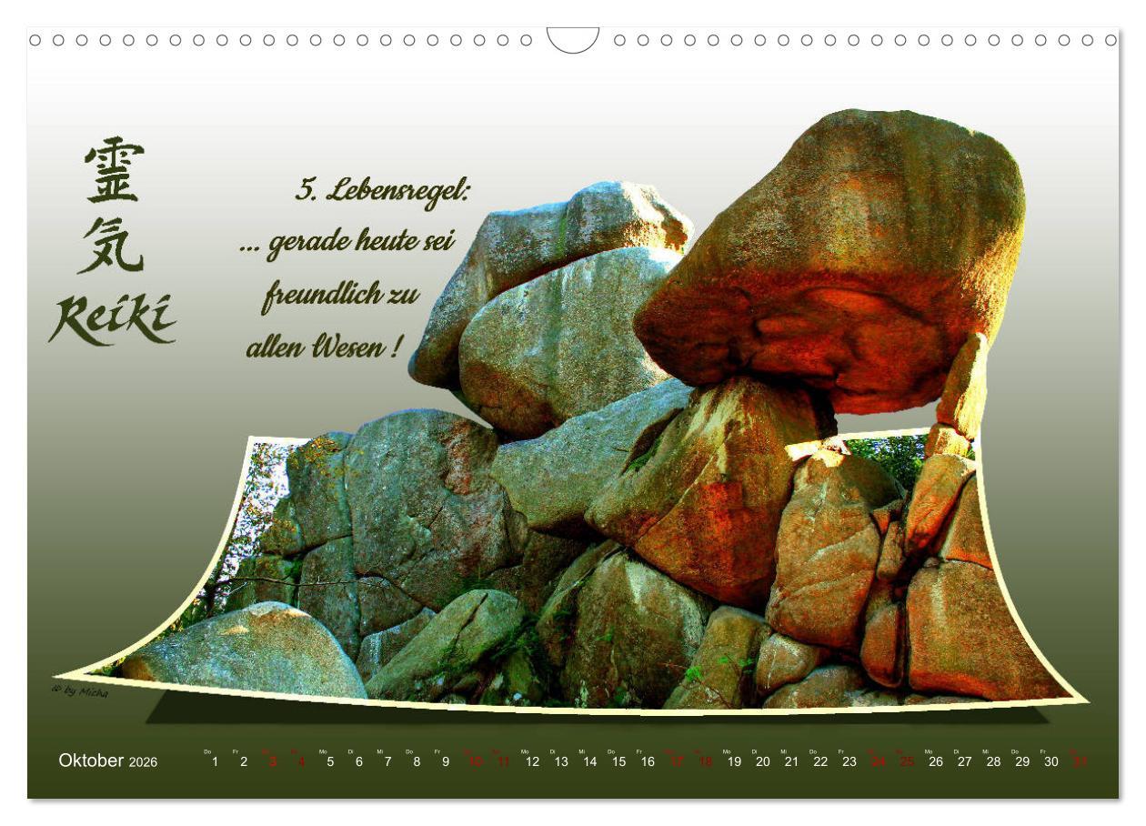 Beispielinhalt (Bild) REIKI - Chakren und Lebensregeln (Wandkalender 2026 DIN A3 quer), CALVENDO Monatskalender