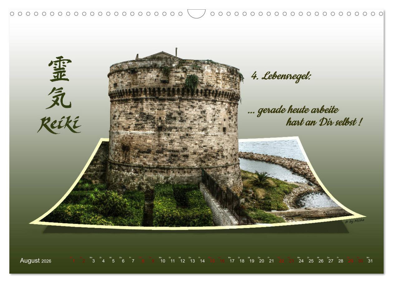 Beispielinhalt (Bild) REIKI - Chakren und Lebensregeln (Wandkalender 2026 DIN A3 quer), CALVENDO Monatskalender