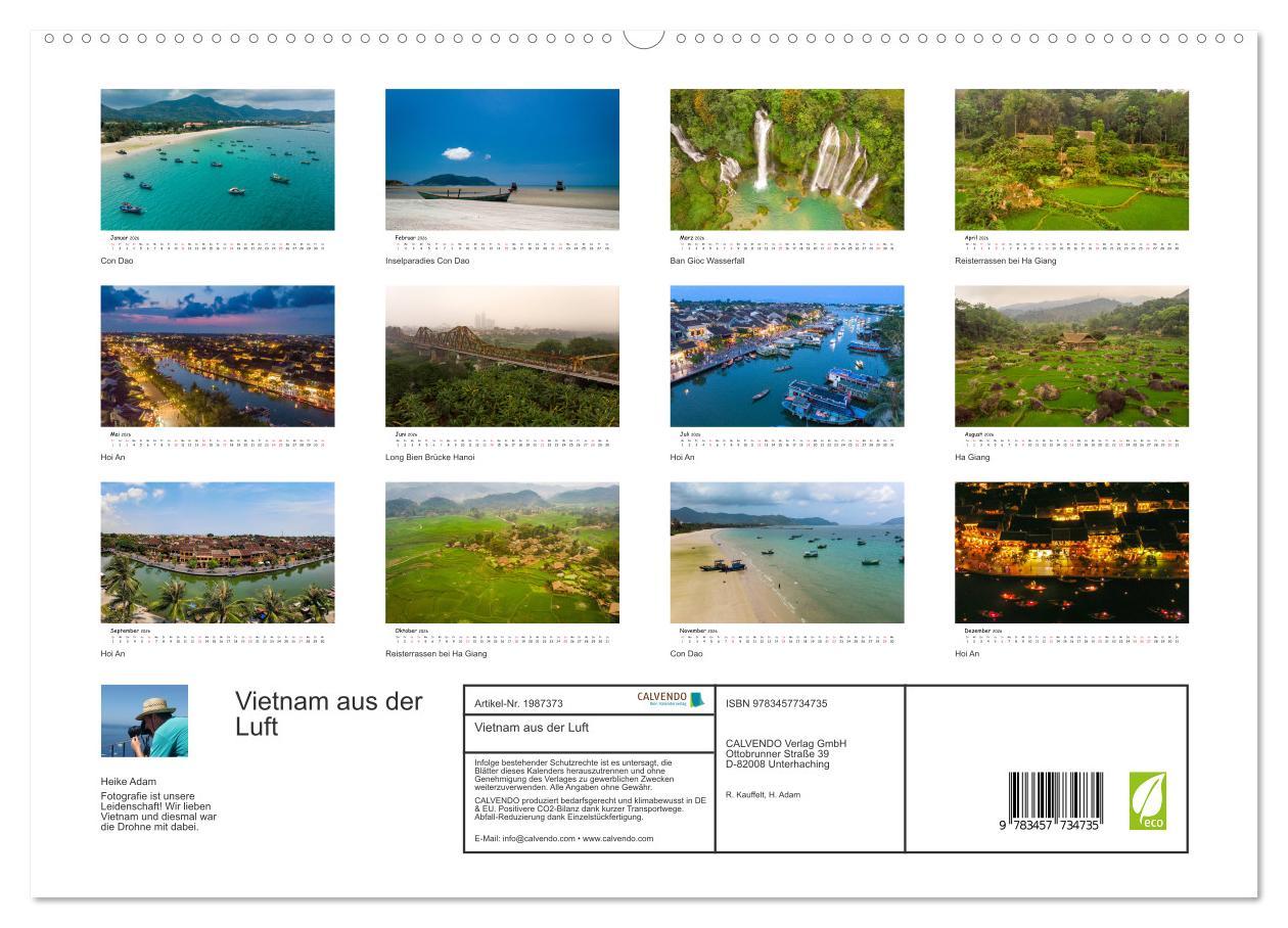 Beispielinhalt (Bild) Vietnam aus der Luft (hochwertiger Premium Wandkalender 2026 DIN A2 quer), Kunstdruck in Hochglanz