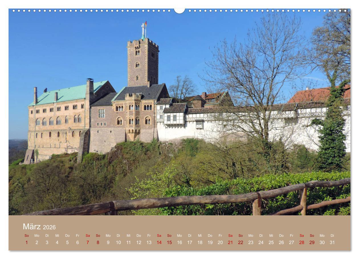 Beispielinhalt (Bild) Die Wartburg - Weltkulturerbe im Herzen Deutschlands (hochwertiger Premium Wandkalender 2026 DIN A2 quer), Kunstdruck in Hochglanz