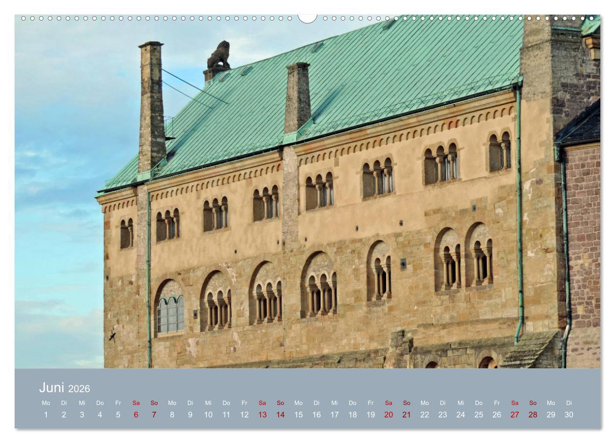 Beispielinhalt (Bild) Die Wartburg - Weltkulturerbe im Herzen Deutschlands (hochwertiger Premium Wandkalender 2026 DIN A2 quer), Kunstdruck in Hochglanz