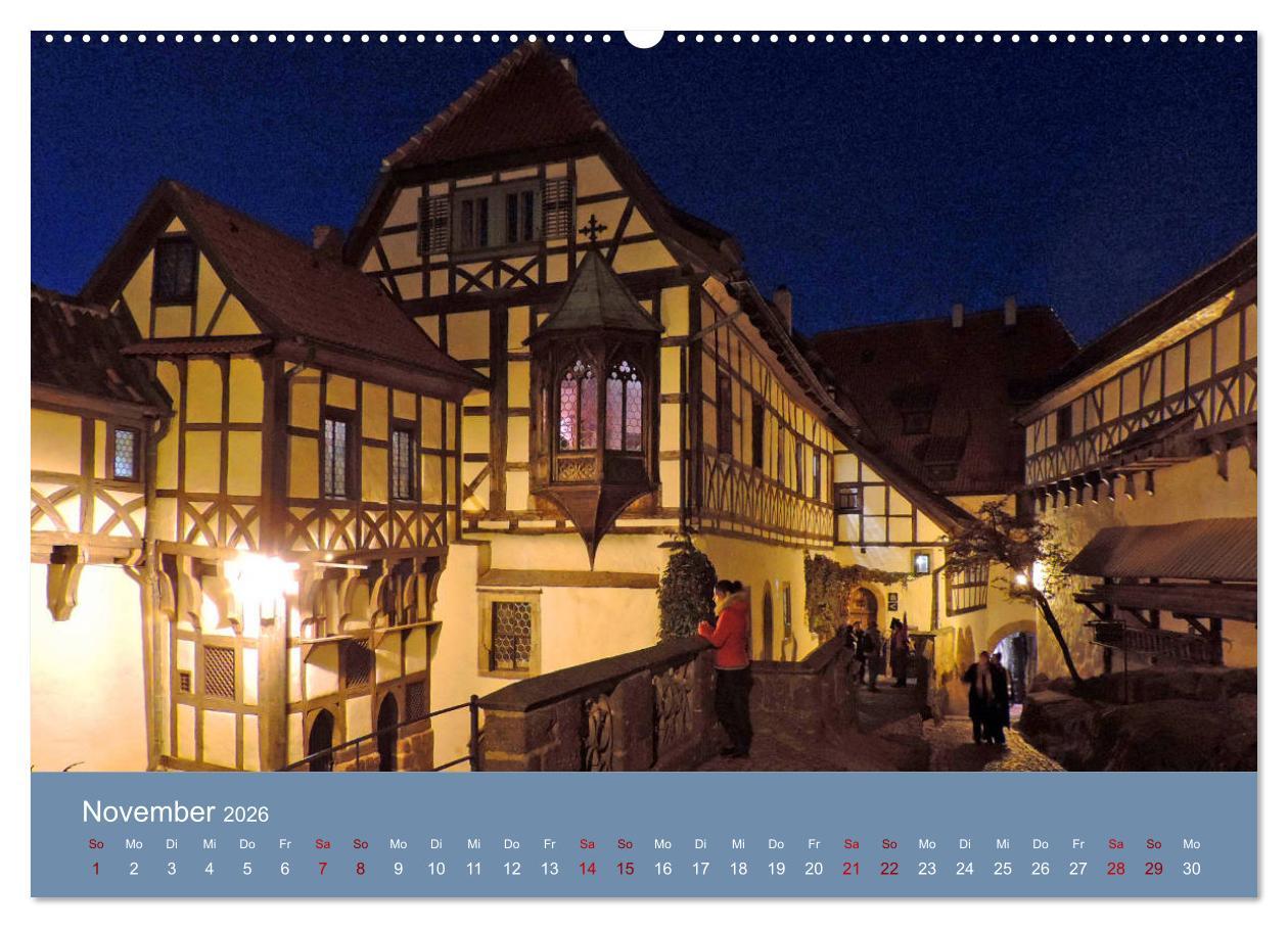 Beispielinhalt (Bild) Die Wartburg - Weltkulturerbe im Herzen Deutschlands (hochwertiger Premium Wandkalender 2026 DIN A2 quer), Kunstdruck in Hochglanz