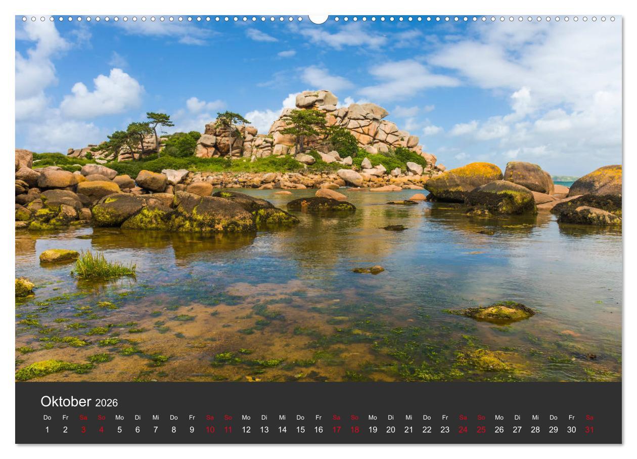 Beispielinhalt (Bild) Côte de Granit Rose - Ein Küstenbereich in der Bretagne (hochwertiger Premium Wandkalender 2026 DIN A2 quer), Kunstdruck in Hochglanz